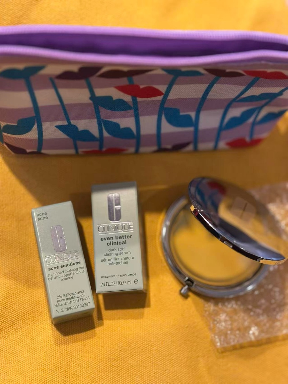 Clinique Makeup & Skincare Set with Purple Zip Pouch